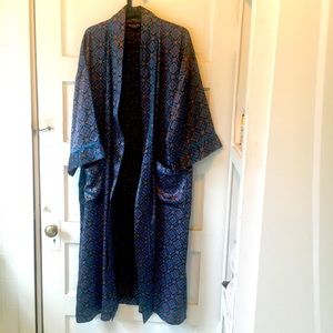 CHRISTIAN DIOR satin duster blue robe One Size OS Mens Unisex luxury long coat
